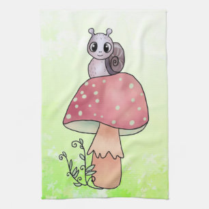 mushroom snail kitchen towel
