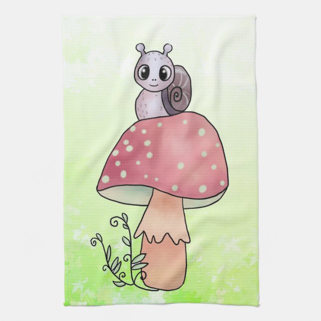 mushroom snail kitchen towel (Vertical)
