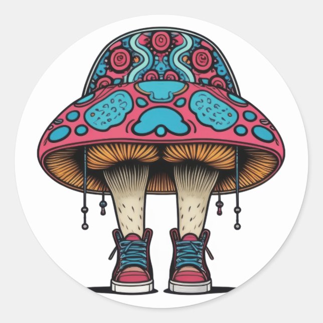 Mushroom Sneaker Character Classic Round Sticker (Front)