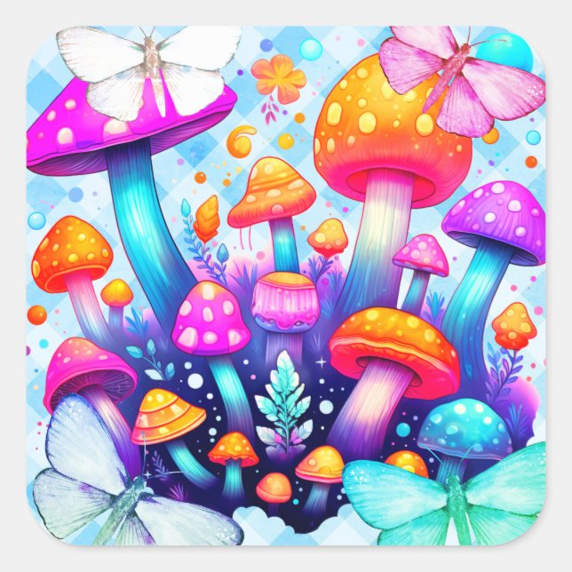 mushroom  square sticker (Front)