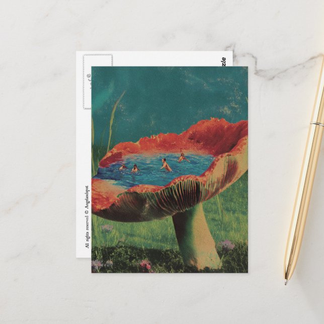 Mushroom Swimming Pool Postcard (Front/Back In Situ)