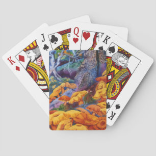 Mushroom , toadstool, fungi, in bright colours playing cards