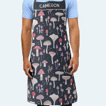 Mushroom Toadstool Fungi Personalized Name Apron<br><div class="desc">Mushrooms,  toadstools and fungi on a dark background.  Perfect for autumn or fall,  or any other time!  Original art by Nic Squirrell. Change the name to personalize.</div>