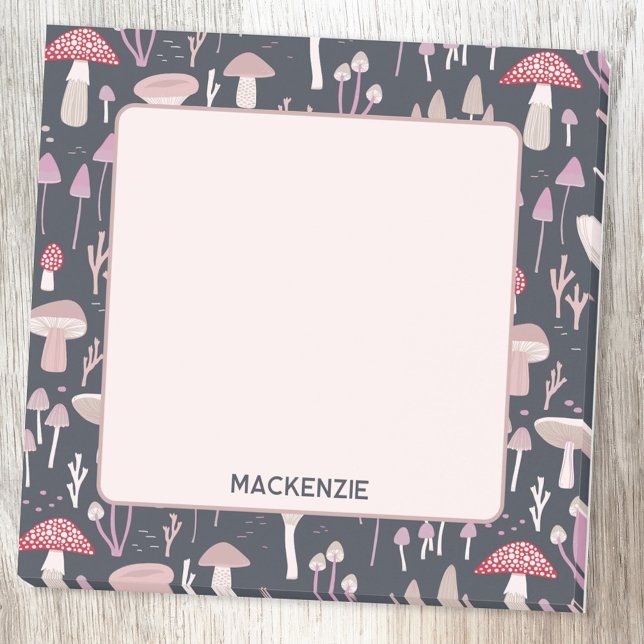 Mushroom Toadstool Fungi Personalized Post-it Notes (Mushroom toadstool pattern personalized name post-it sticky notes)