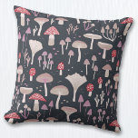 Mushroom Toadstool Fungi Throw Pillow<br><div class="desc">Mushrooms,  toadstools and fungi on a dark background.  Perfect for autumn or fall,  or any time.  Original art by Nic Squirrell.</div>