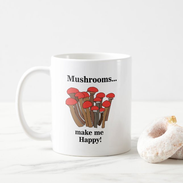 Mushroom Toadstool Red Mushrooms  Coffee Mug (With Donut)