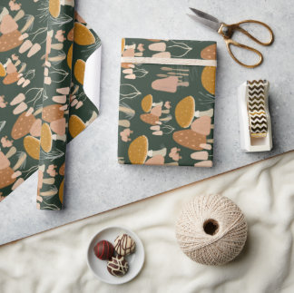 Mushroom Toadstool Woodland Cottagecore Green Wrapping Paper