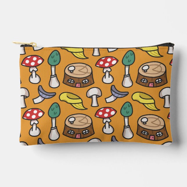 Mushroom Tree Stump Pattern Accessory Pouch (Front)