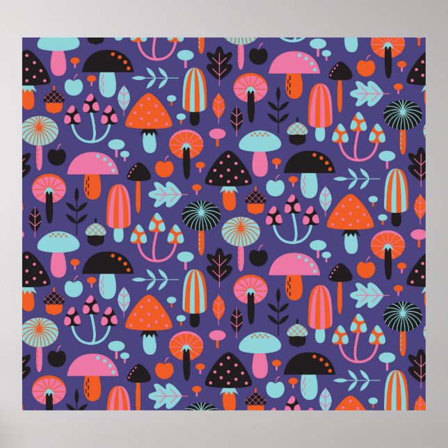 Mushroom Variety: Vintage Illustration Poster (Front)