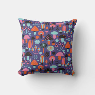 Mushroom Variety: Vintage Illustration Throw Pillow