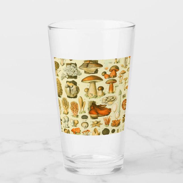 Mushroom Vintage Toadstool Antique Illustration Glass (Front)