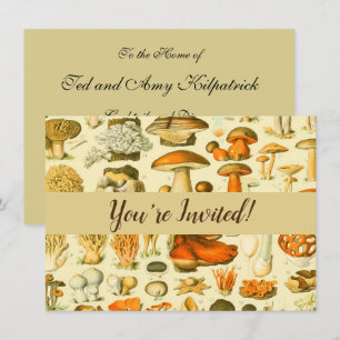 Mushroom Vintage Toadstool Antique Illustration Invitation