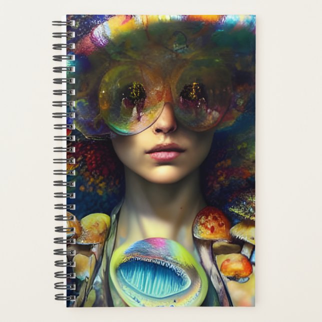 Mushroom Visions Trippy AI Generated Art Planner (Front)