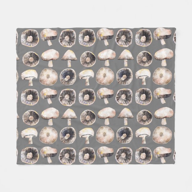 Mushroom Watercolor Fleece Blanket (Front (Horizontal))