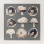 Mushroom Watercolor Jigsaw Puzzle<br><div class="desc">Minimalist watercolor painting of mushrooms in neutral shades of brown and grey. Original art by Nic Squirrell.</div>