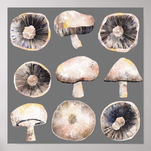 Mushroom Watercolor Poster (Front)