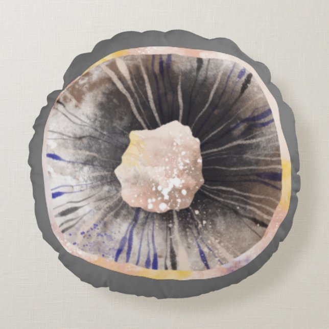 Mushroom Watercolor Round Pillow (Front)