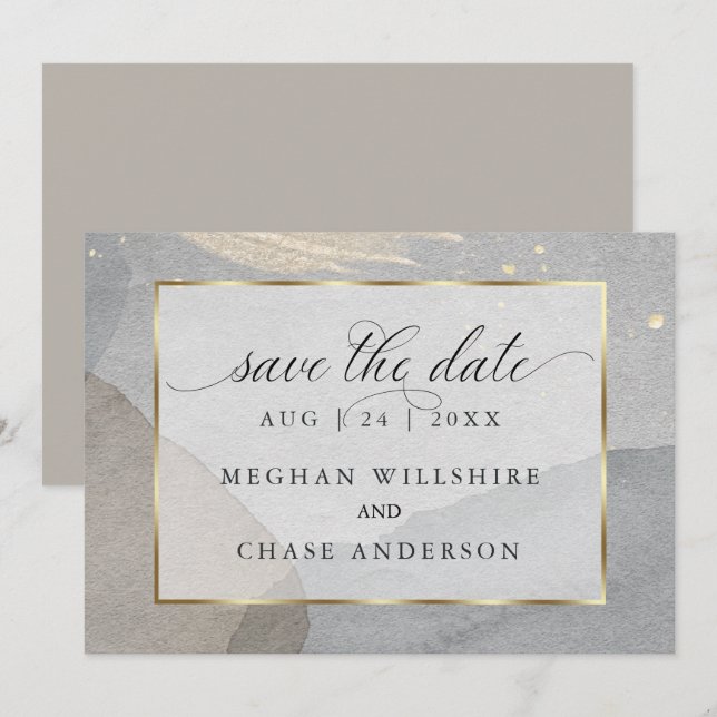 Mushroom  Watercolor Splash on Granite Stone  Invitation (Front/Back)