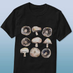 Mushroom Watercolor T-Shirt<br><div class="desc">Minimalist watercolor painting of mushrooms in neutral shades of brown and grey. Original art by Nic Squirrell. Perfect for vegetarians, vegans, cooks and chefs.</div>