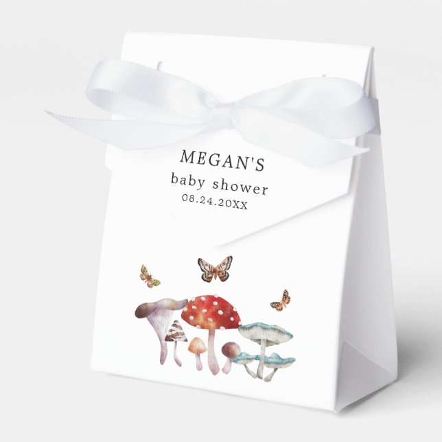 Mushroom Whimsical Baby Shower Favor Box (Front Side)