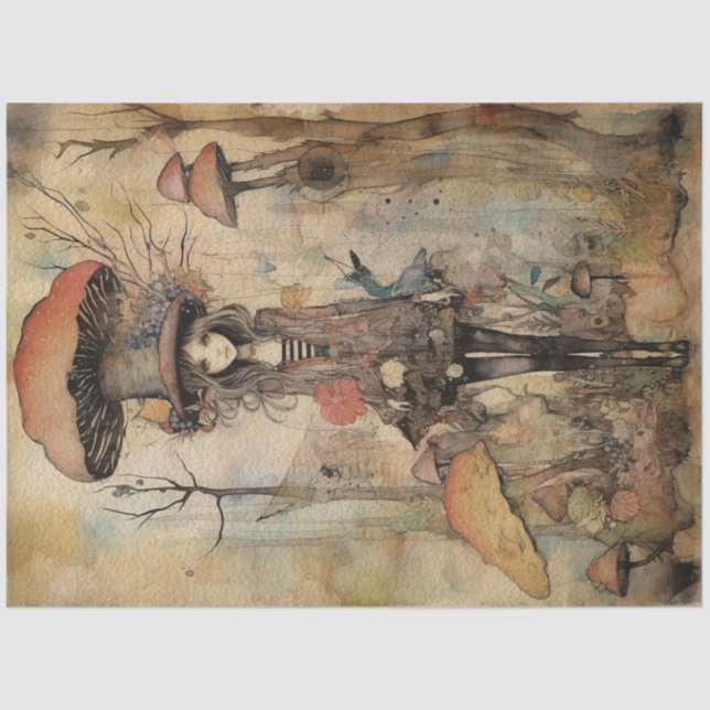 Mushroom Whimsical Fairy Spring Forest No2 Tissue Paper (Front)