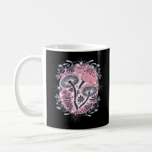 Mushroom Whimsigoth Art Design Classic Coffee Mug (Left)