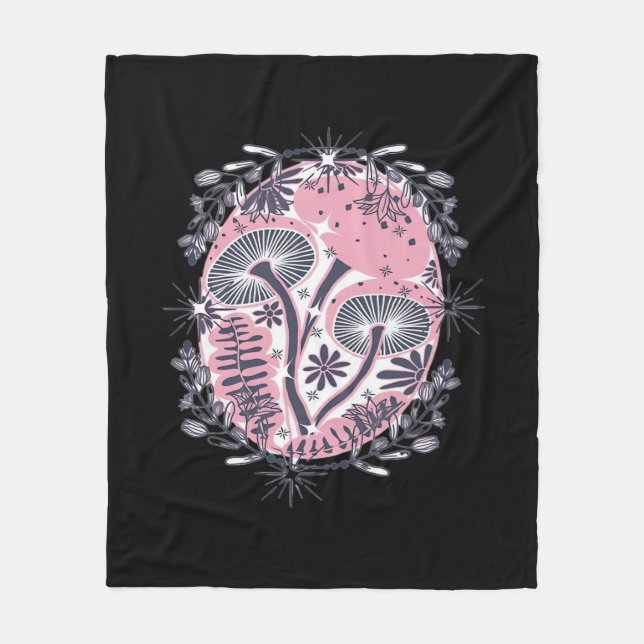 Mushroom Whimsigoth Art Design Classic Fleece Blanket (Front)