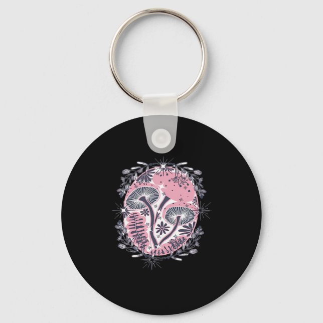 Mushroom Whimsigoth Art Design Classic Keychain (Front)