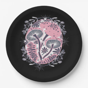 Mushroom Whimsigoth Art Design Classic Paper Plate