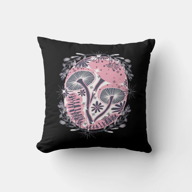 Mushroom Whimsigoth Art Design Classic Throw Pillow (Front)