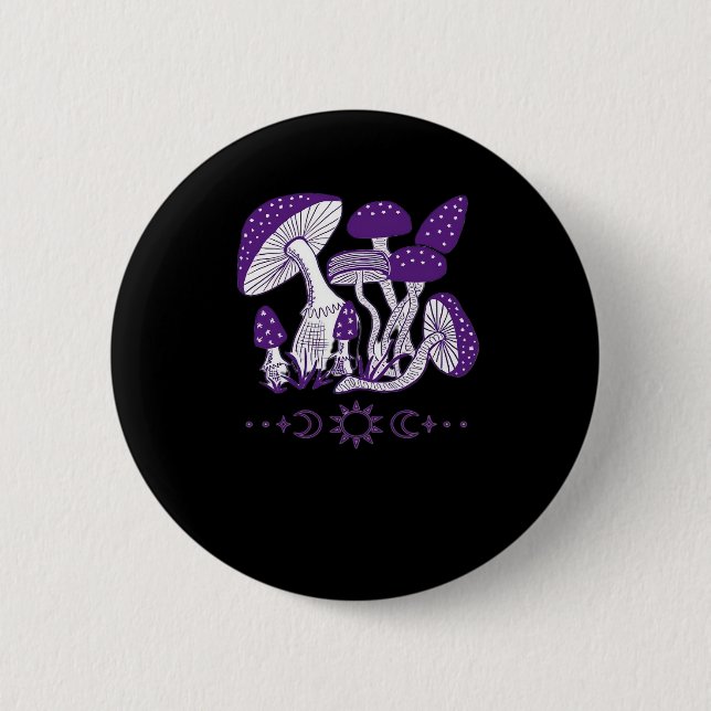 Mushroom Whimsigoth Vibes 2 Inch Round Button (Front)