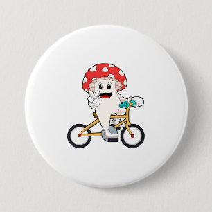 Mushroom with Bicycle.PNG 3 Inch Round Button