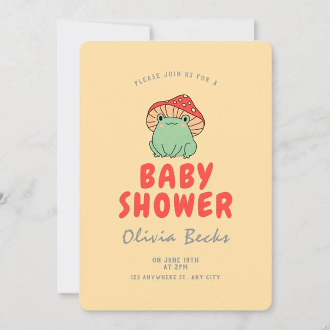 Mushroom with Frog Baby Shower Invitation (Front)