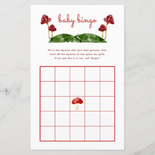Mushroom Woodland Baby Shower Bingo Game