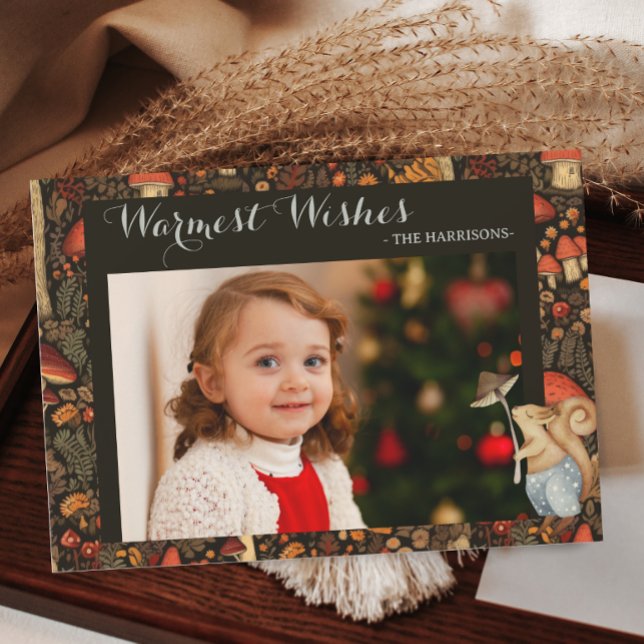 Mushroom Woodland Forest Warm Wishes Holiday Card (Creator Uploaded)