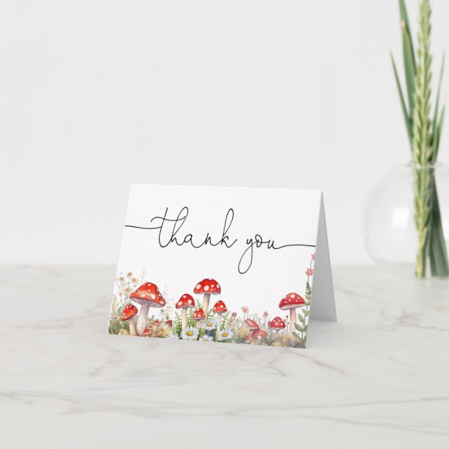 Mushroom Woodland Thank You Card (Front)
