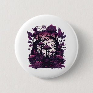 Mushroom Woods Whimsigoth Witchy Screenprint Desig 2 Inch Round Button