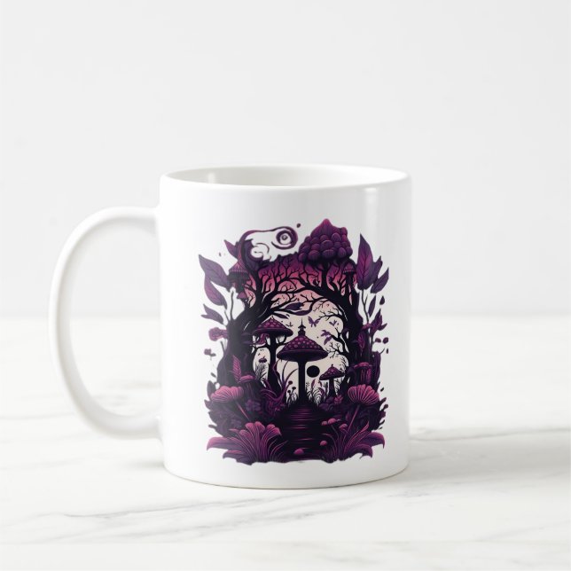 Mushroom Woods Whimsigoth Witchy Screenprint Desig Coffee Mug (Left)