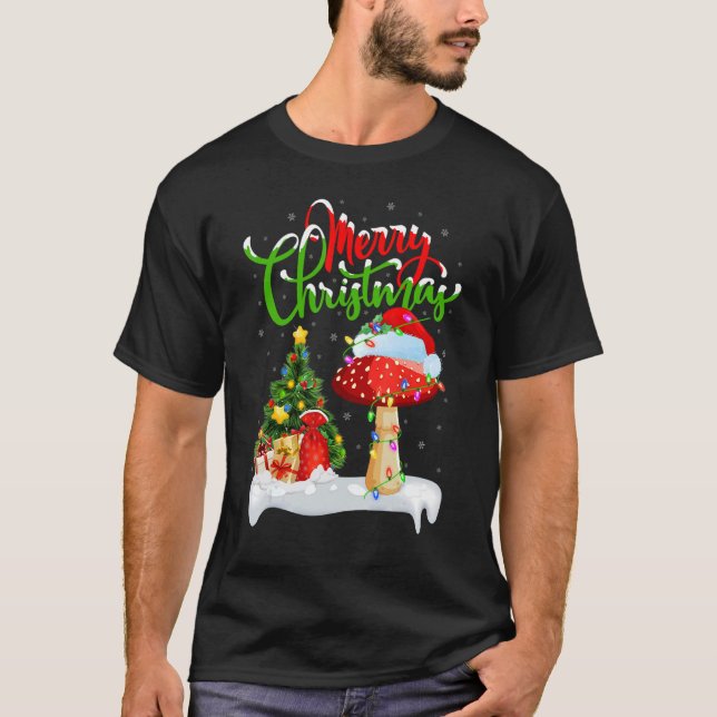 Mushroom   Xmas Decorations Santa Mushroom Christm T-Shirt (Front)