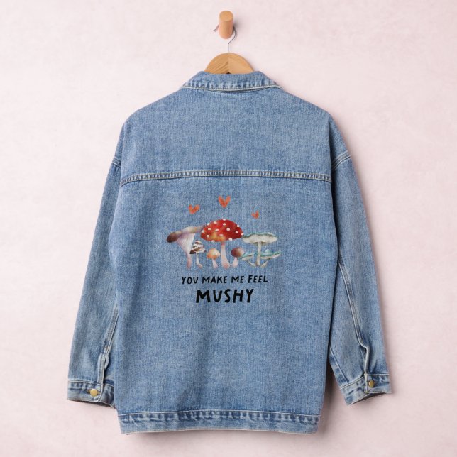 Mushroom You Make Me Feel Mushy Denim Jacket (Hangar)