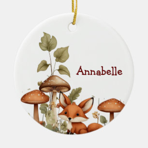 Mushrooms and Baby Fox Ornament