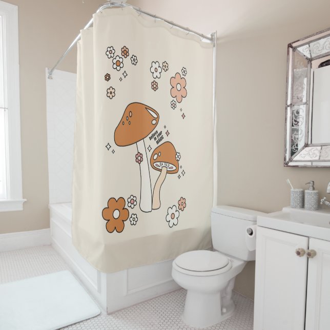 Mushrooms And Flowers Earth Tones Beige Retro 70s (In Situ)