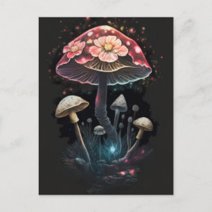 Mushrooms and Flowers Postcard