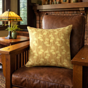 Mushrooms And Grass Pattern Throw Pillow