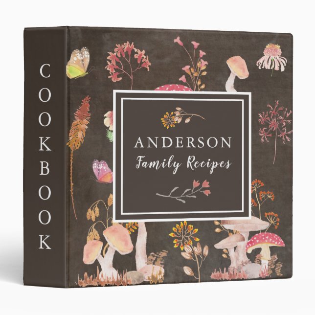 Mushrooms and wild flowers custom binder (Front/Spine)