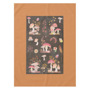 Mushrooms and wild flowers tablecloth