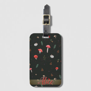 Mushrooms autumn soft pattern_dark luggage tag