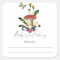 Mushrooms - Baby Shower bookplate, books for baby