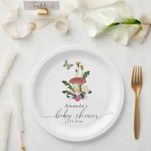 Mushrooms baby shower paper plate