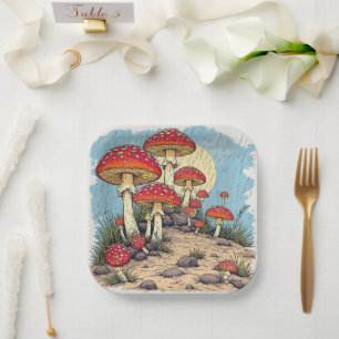 mushrooms Birthday or Shower  Paper Plate
